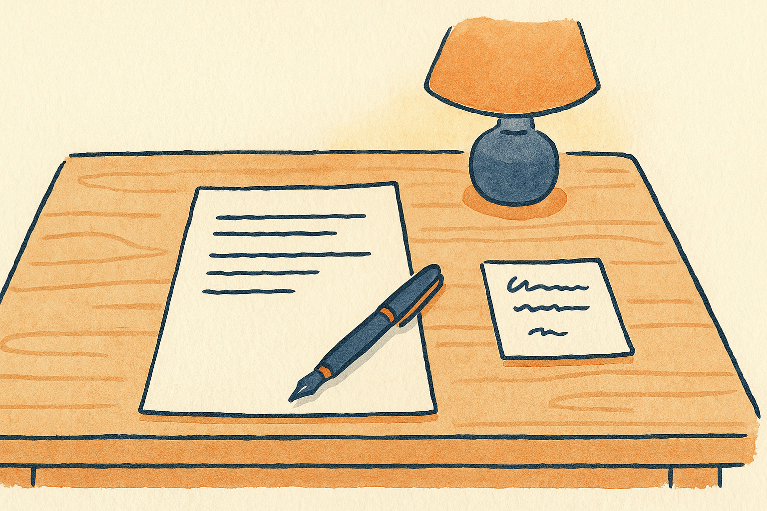 a will document and a fountain pen on a wooden desk
