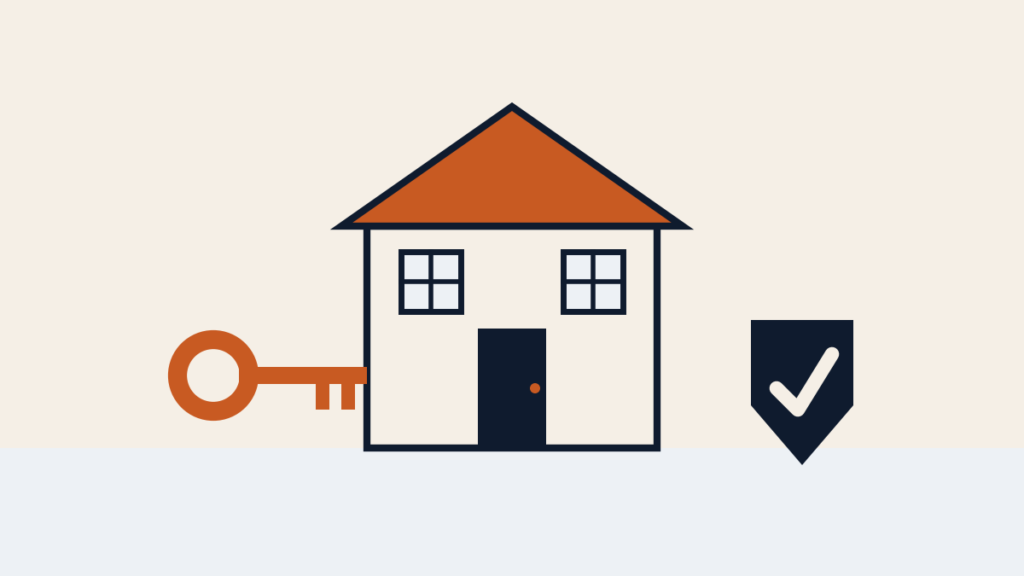 Illustration of a house with a key and a shield representing Texas tenant rights